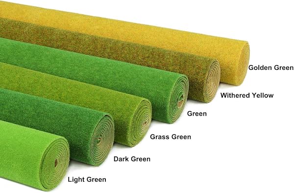 Evemodel 100 * 41 cm Grasmatte- Landschaftsbau Farblich Sortiert Wiesen Matte, Modelleisenbahnrasen Rasenmatte Grasmatte Gras Minigarten Bonsai Dekor (Gras Grün) - 5