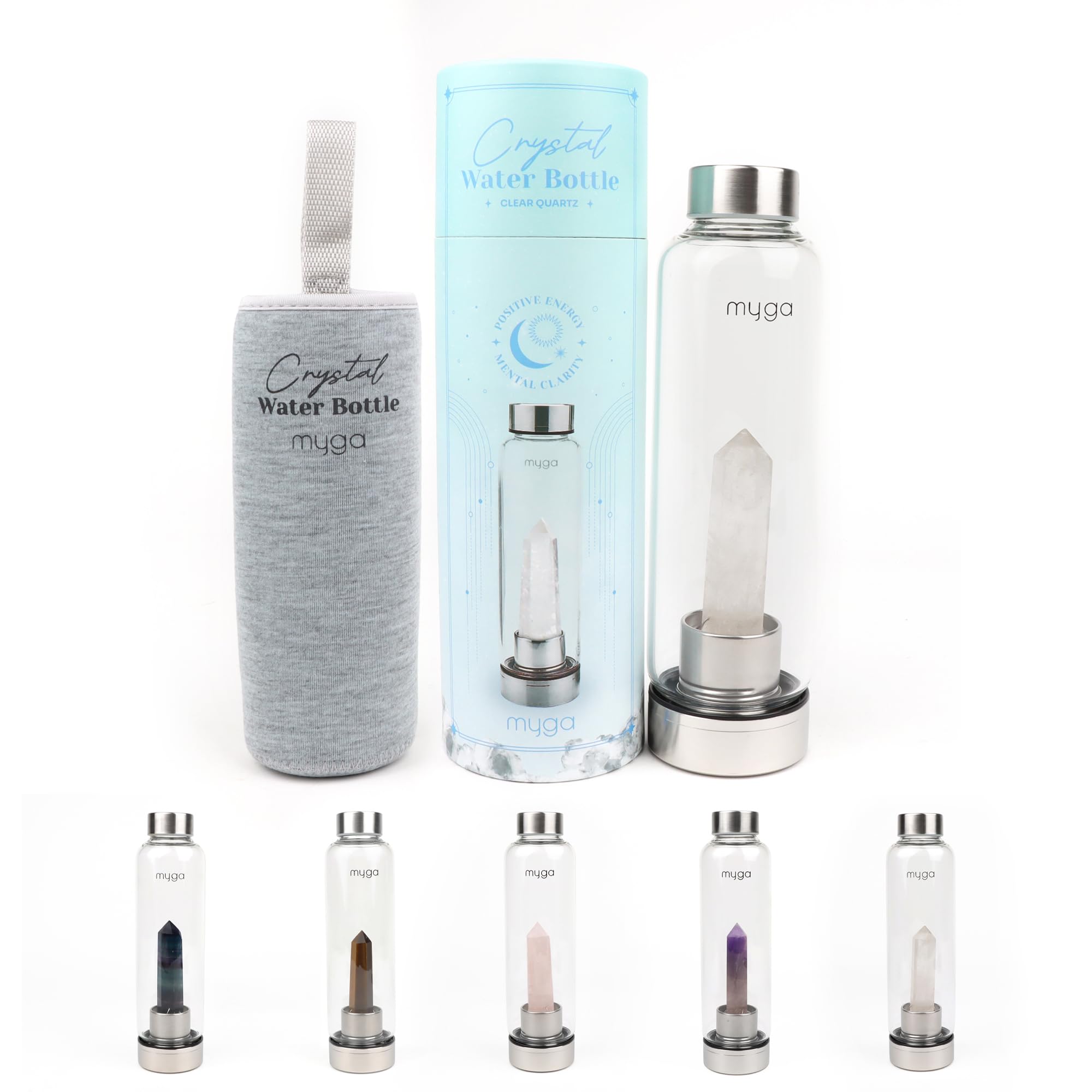Amazon.com: Myga Clear Quartz Crystal Water Bottle,16.9OZ 500ml