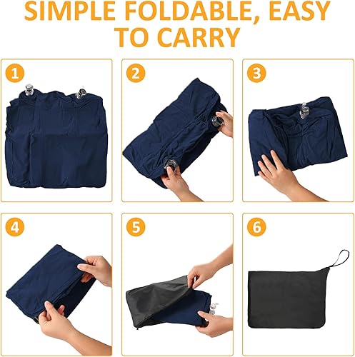 Vista 14 de Almohada inflable con reposapiés para viajes, altura ajustable, con máscara para los ojos y tapones para los oídos para niños y adultos en avión