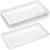 Vista 15 de Bandeja de Servir de Plástico Transparente (Paquete de 4) Bandejas y Platos Desechables Transparentes con Borde Dorado para Servir Alimentos