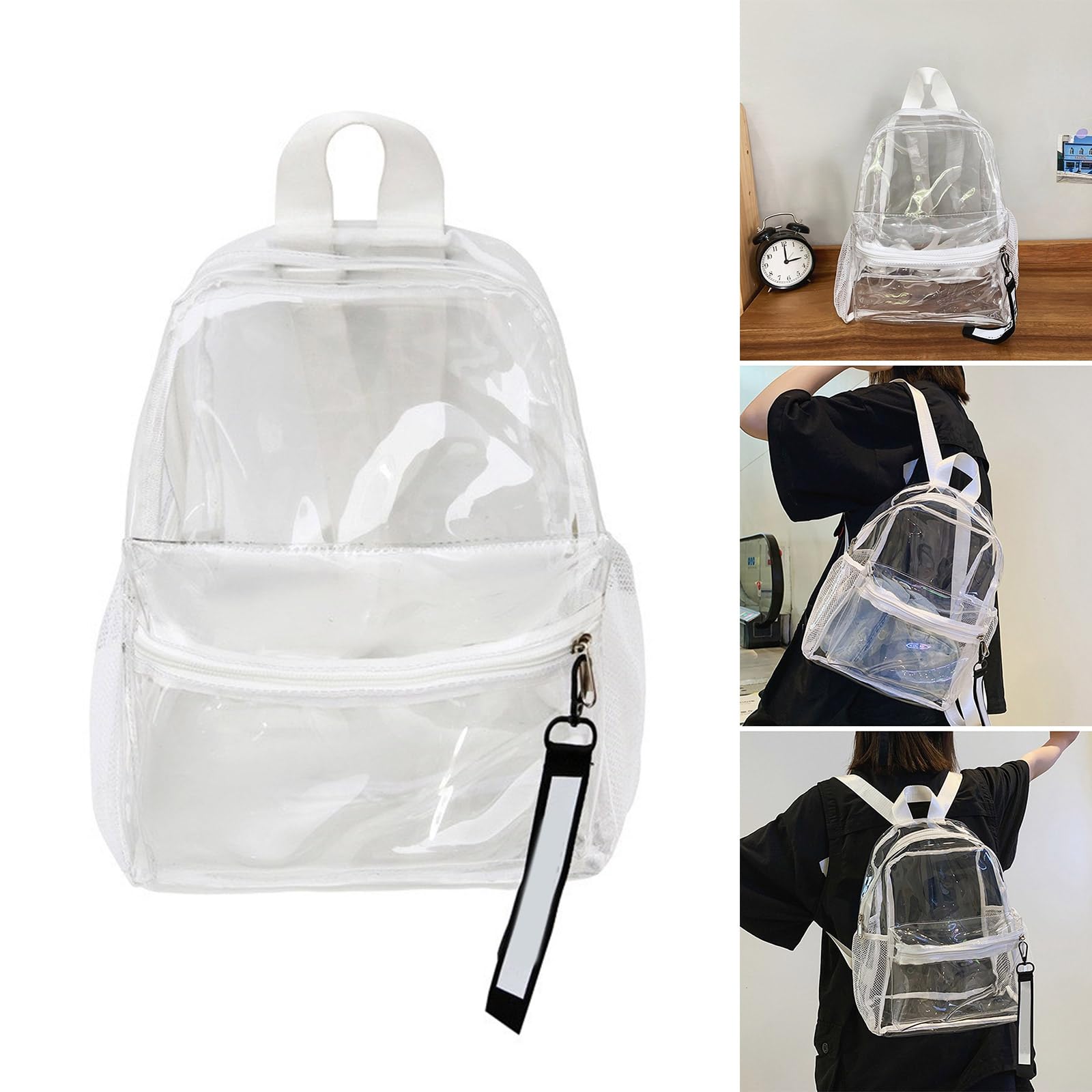 Zaino trasparente capacità Borsa da scuola trasparente impermeabile con cerniera casual Zaino da viaggio in PVC visibile resistente all ' acqua