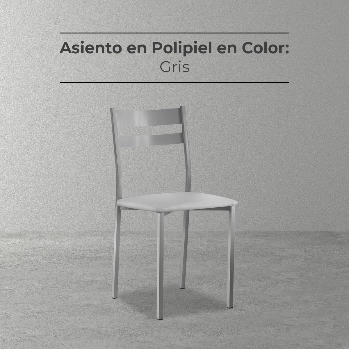 ASTIMESA Dos Sillas de Cocina Respaldo Franjas Gris