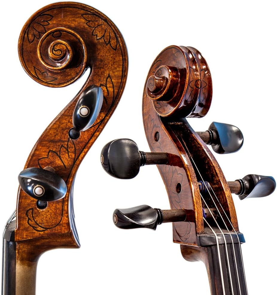 Paititi PTTCE401 Solid Wood Ebony Fitted High Flame 4/4 Cello with Durable Fiber Glass Case, Brazilwood Bow and Rosin