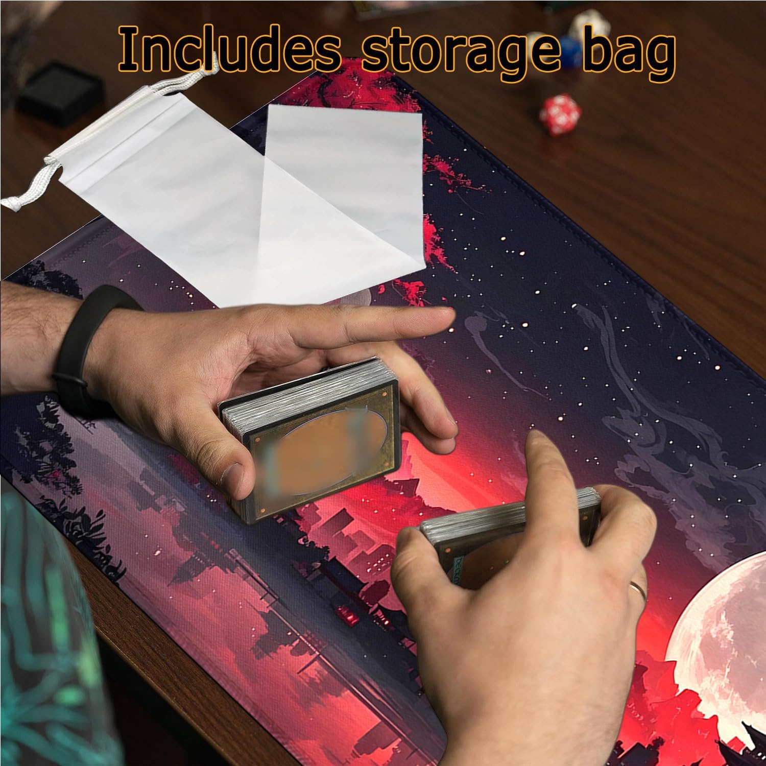 MTG Playmats with Stitched Edges, 24 x 14 inches TCG Play Mat for MTG Trading Card Game Playmats Smooth Surface Battle Game Rubber Collection