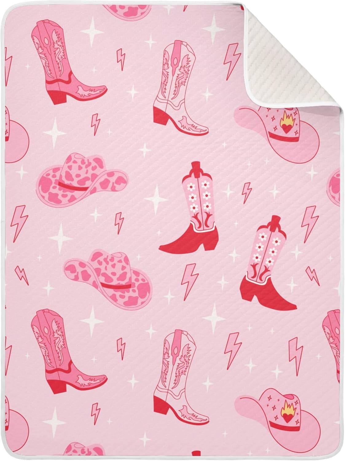 Pinks Western Cowgirl Boots Baby Blankets Soft Warm Crib Stroller Blanket for Toddler Newborn Girls Boys 30x40in