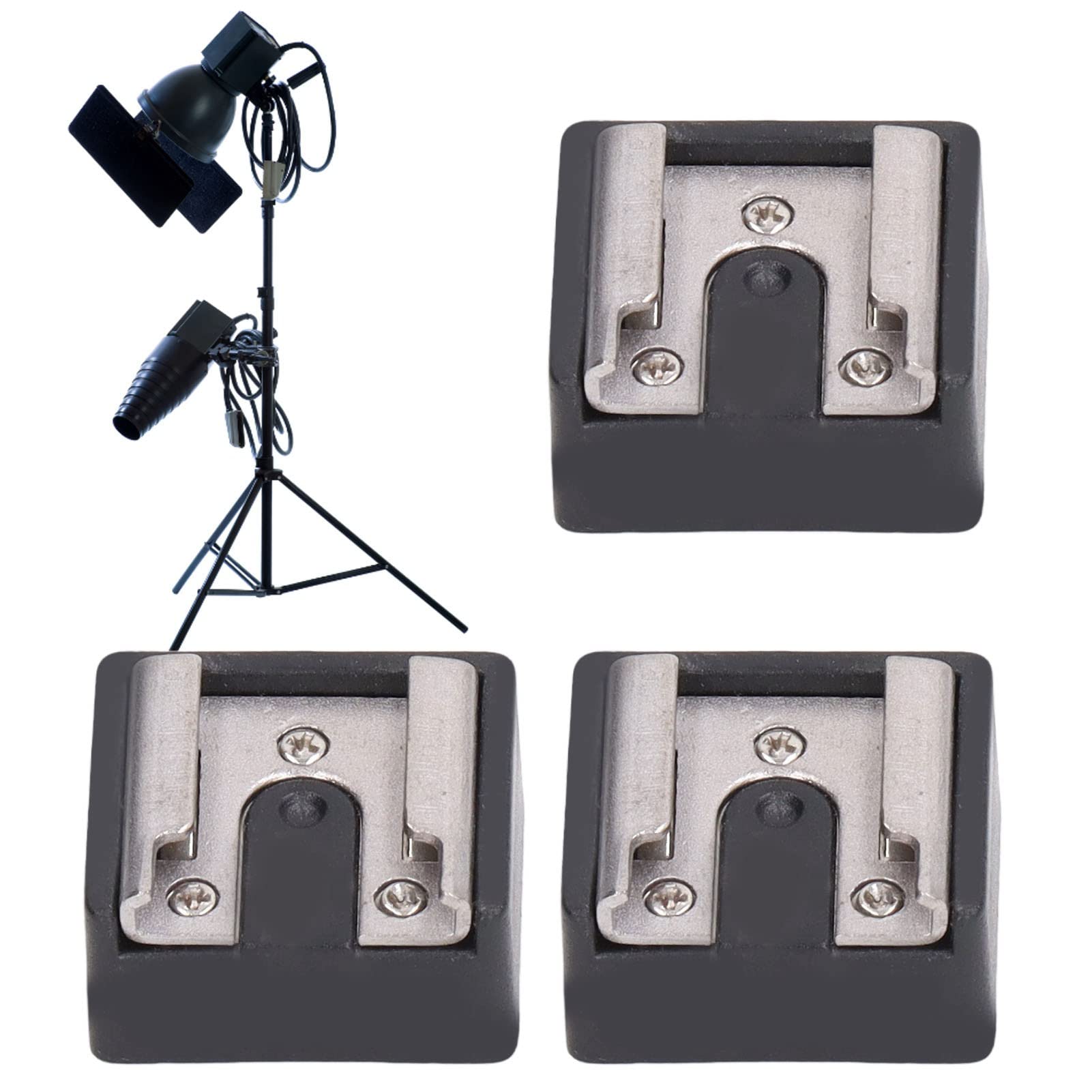 Akozon Adattatore a Vite per Treppiede con Adattatore per Slitta Flash da 3 Pezzi con Vite da 1/4 di Pollice per la Maggior Parte delle Fotocamere