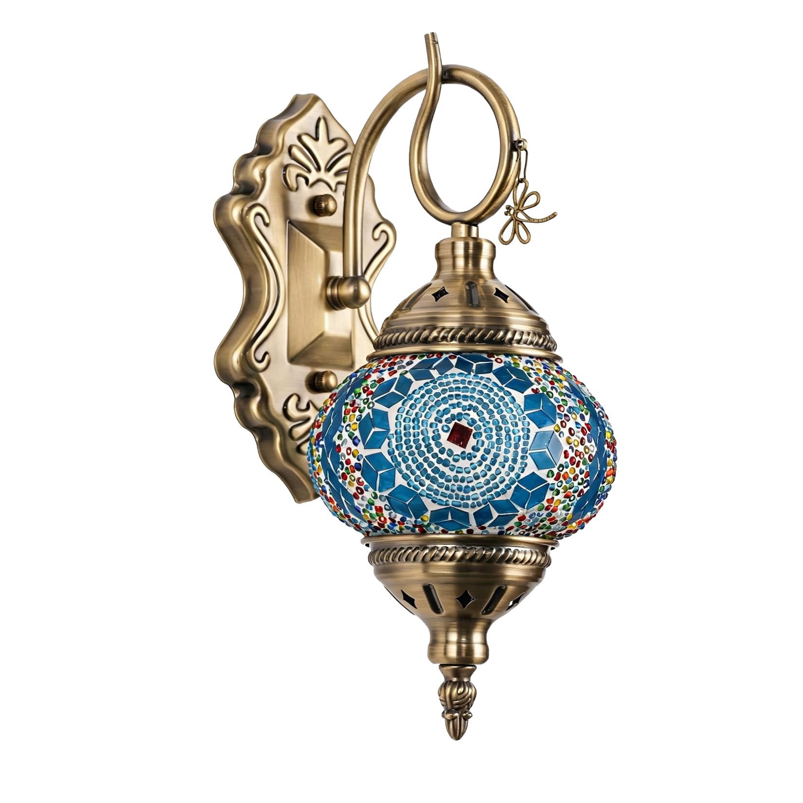 Yjmgrowing Turkish Mosaic Glass Wall Lamp Handcrafted Moroccan Wall Sconces