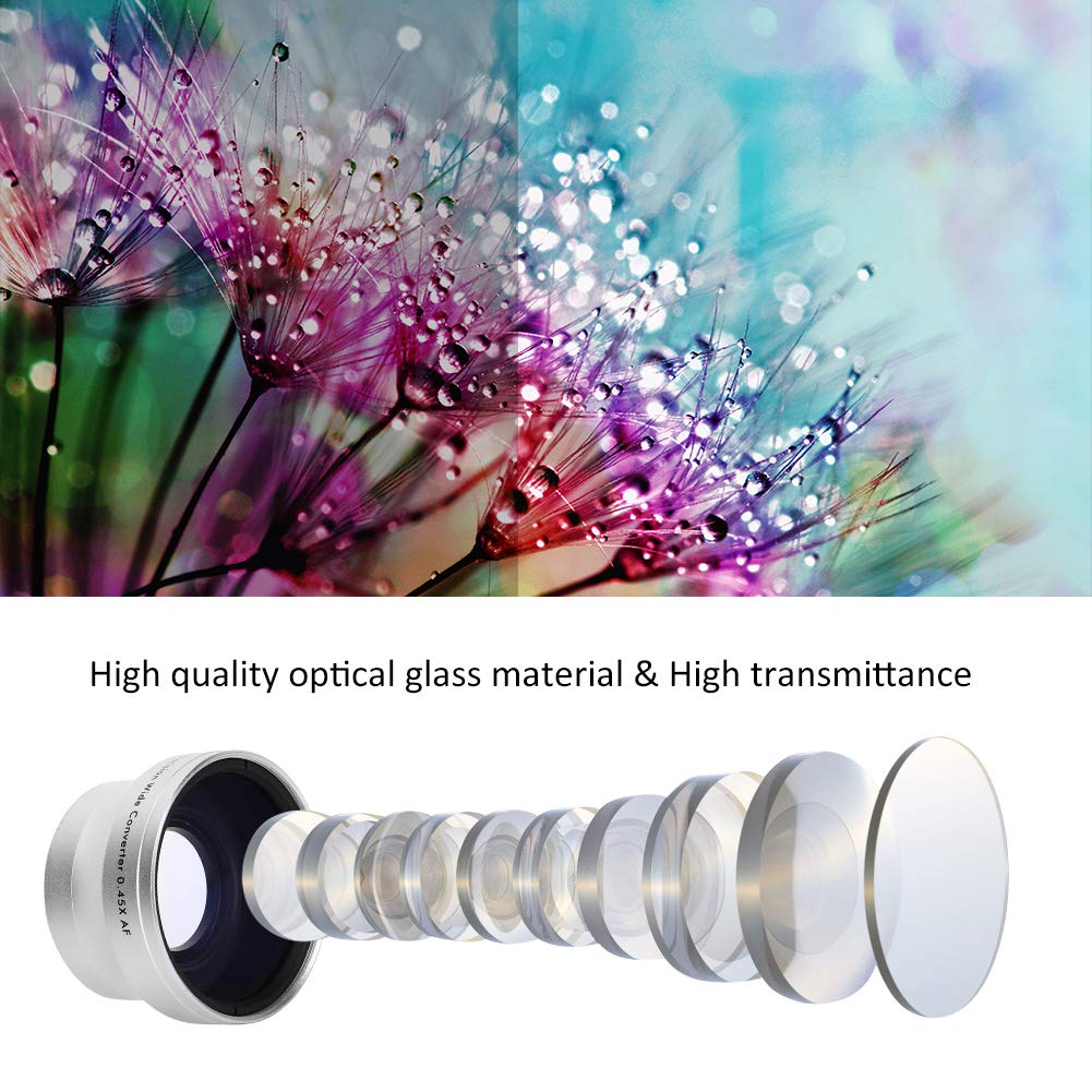 Objectif Grand Angle 0.45X Argent Verre Optique pour Caméscope 37mm