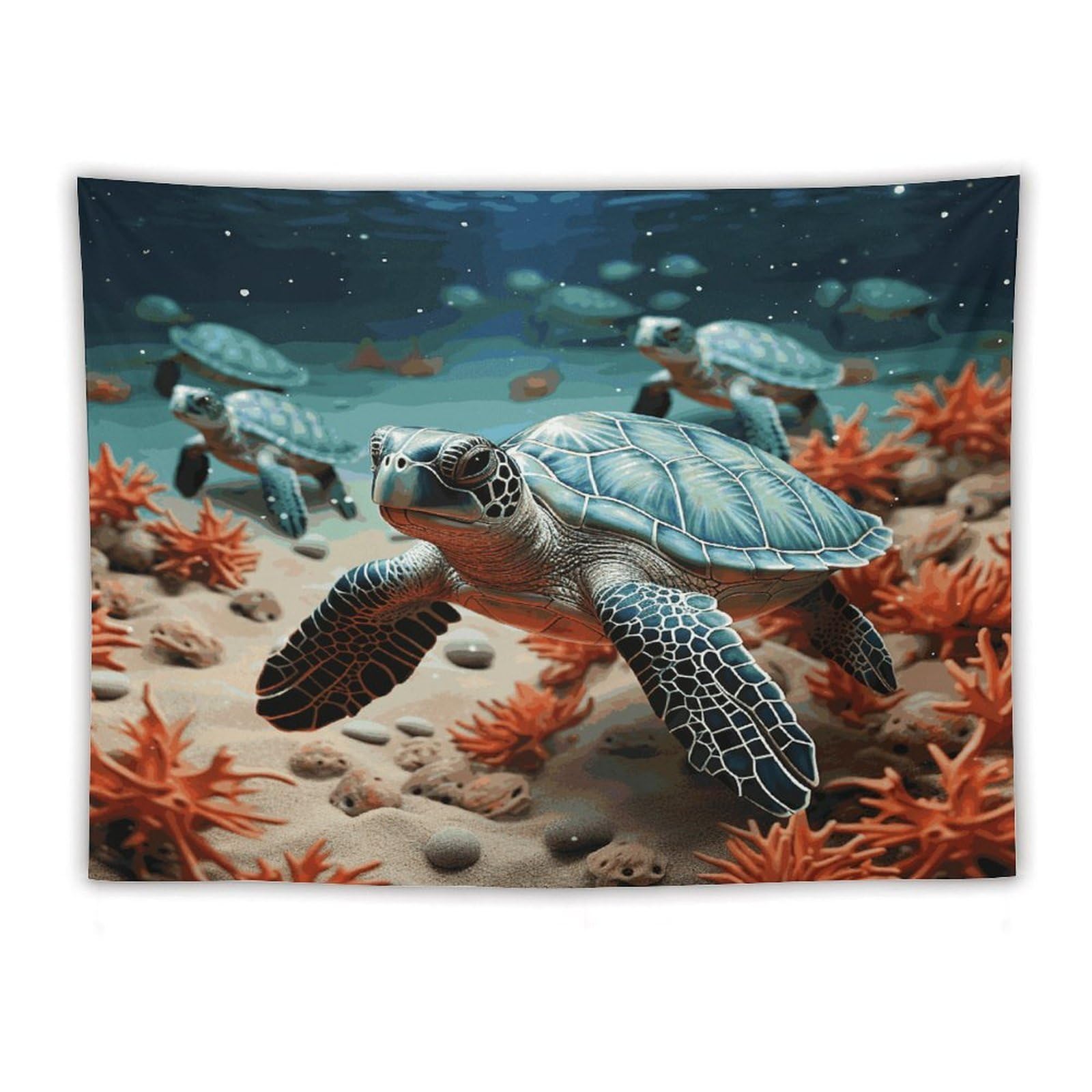 LDGSUPH Turtle Starfish Tapestry Wall Hanging Decor Anti-fading Aesthetic Wall Tapestries Fashion Wall Blanket Decor Modern Wall Art Tapestry for Bedroom Home Decor 60"x80"