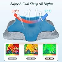 Vista 5 de Almohada cervical para el cuello para aliviar el dolor de dormir, almohadas de espuma viscoelástica de contorno, almohadas ergonómicas para dormir