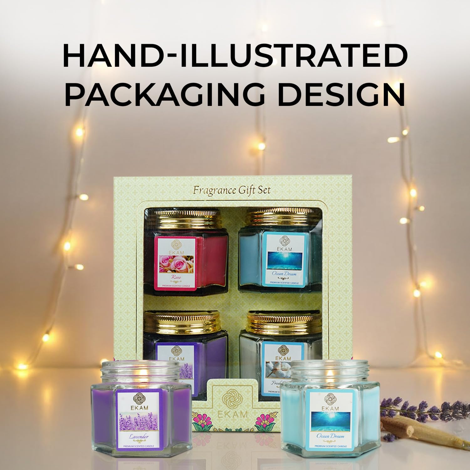 EKAM Candle Gift Set - 4 Fragrance Candles -7