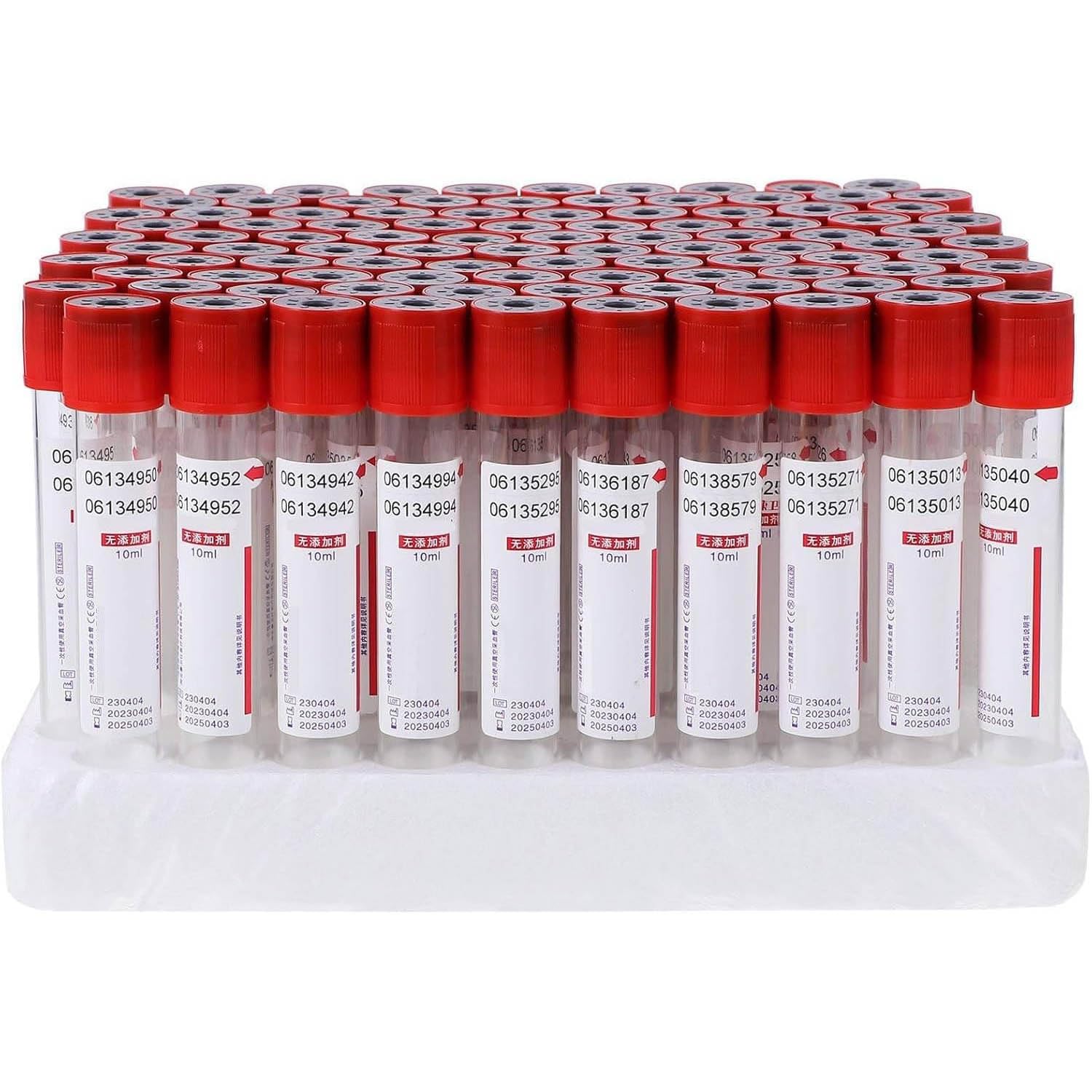 Glasblutentnahmeröhrchen – 100 Stück, 10 ml Einwegröhrchen für Laborblutprobenentnahme, Blutentnahme bei negativem Druck