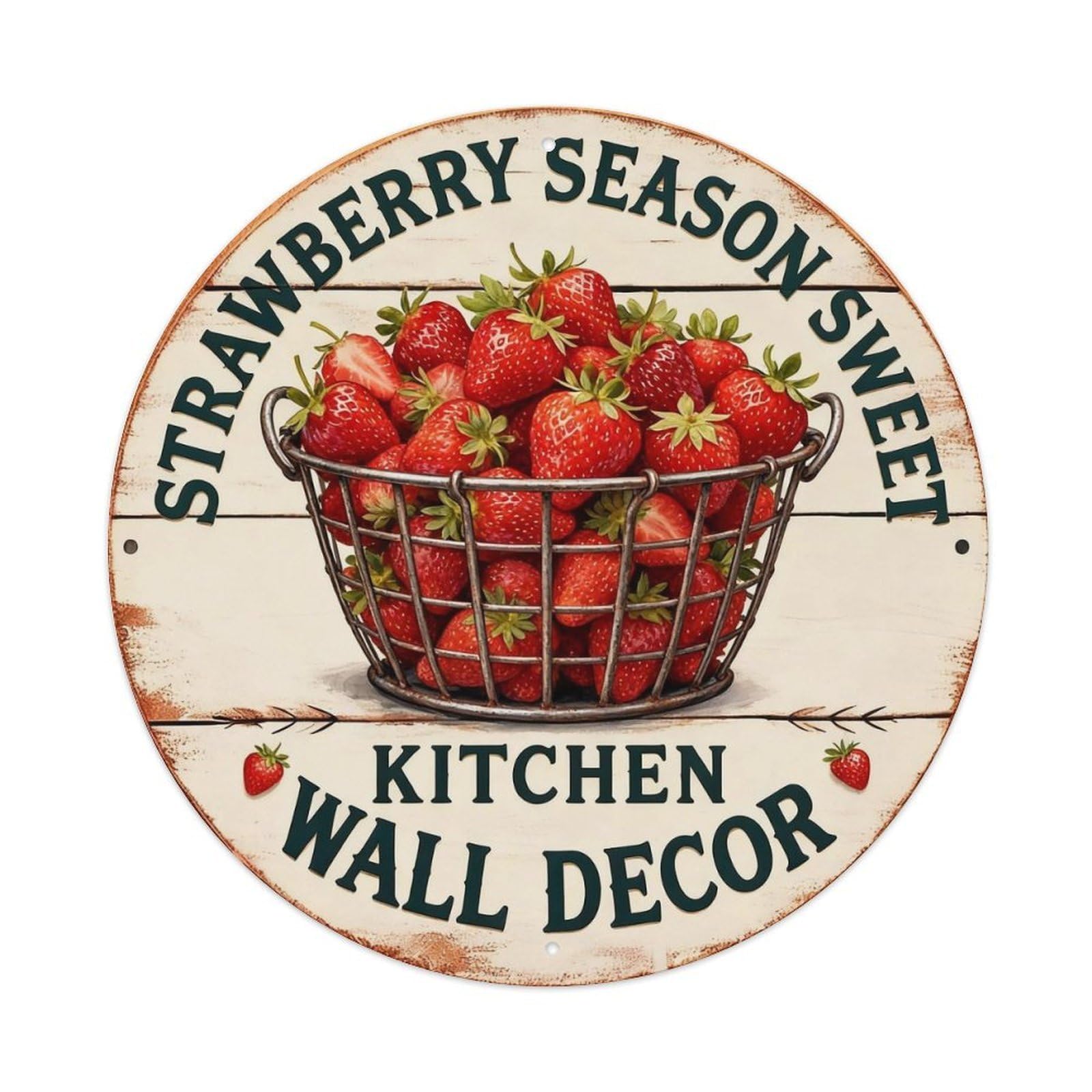 Strawberry Sweet Season Round Metal Sign Metal Tin Sign Plaque
