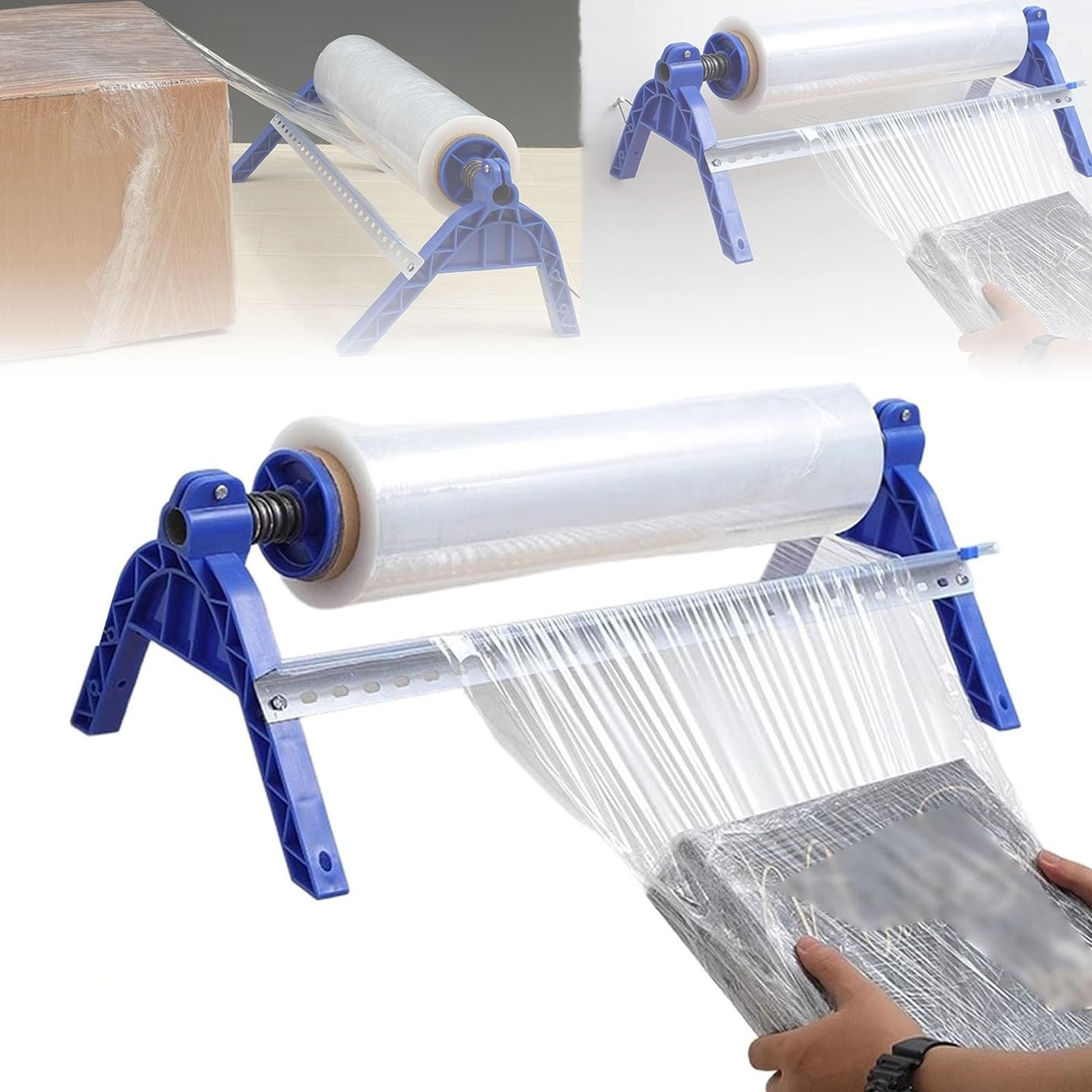 Dispensador Manual De Film Estirable (30-50 Cm) – Máquina Envolvedora De Sobremesa Con Tensión Ajustable Y Cortador Integrado | Para Embalaje De Palets, Envíos Y Mudanzas,A