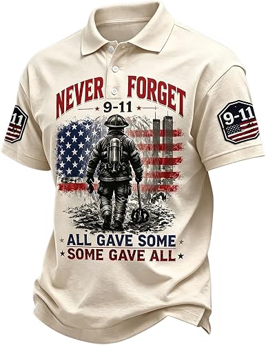 Men's 9/11 25th Anniversary Shirt Never Forget Polo Shirt Pa