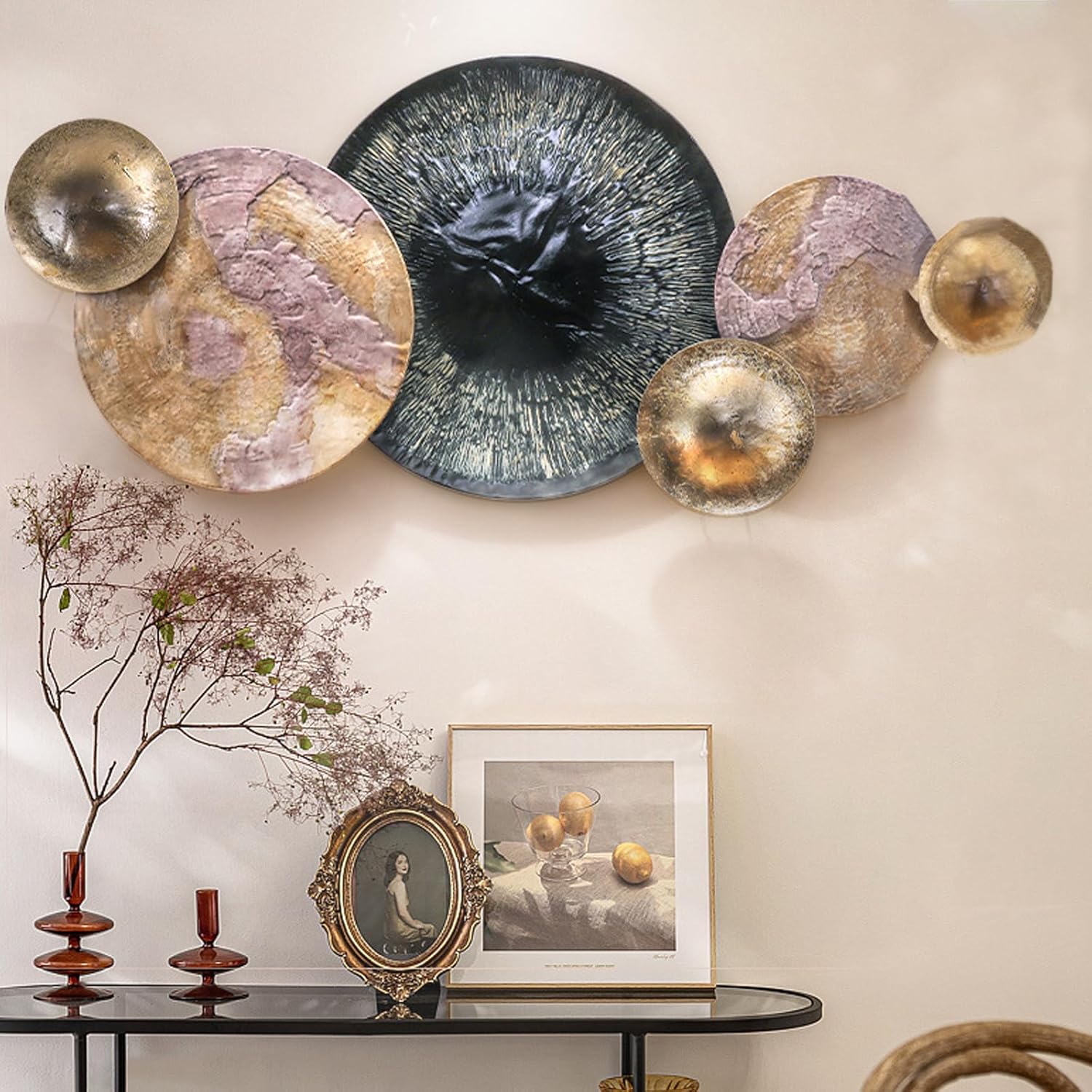 3D Metal Wall Decor Retro Craftsmanship Round Disc Wall
