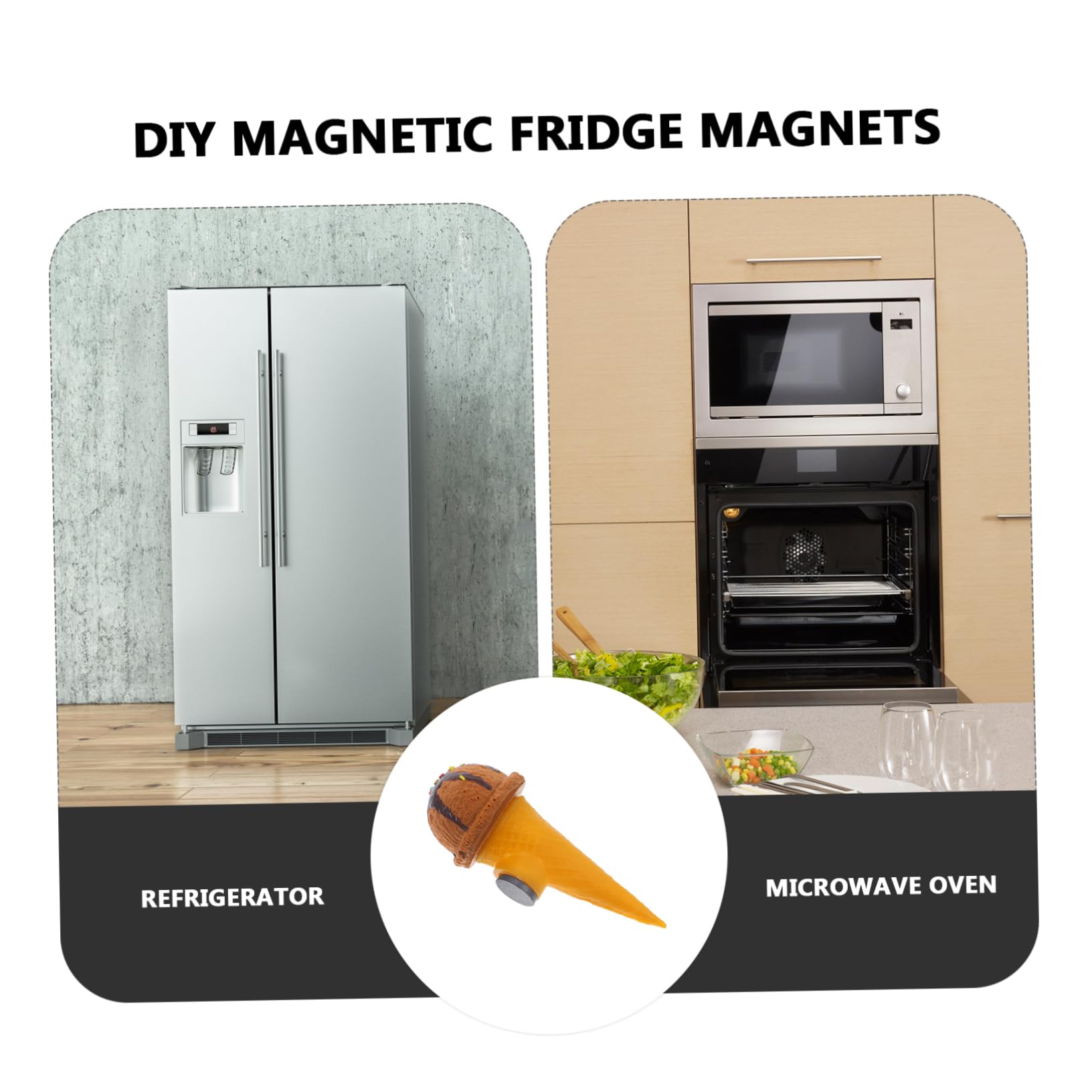 Aimant Frigo Cornet De Glace Artificiel Réaliste - Décoration Cuisine Mignonne En PU, Modèle Faux Dessert Rose