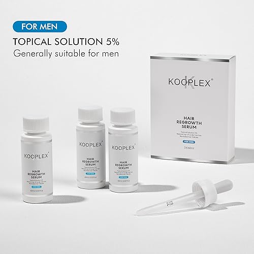 Miniatura 6 de Suero de crecimiento del cabello minoxidil al 5% para hombres, tratamiento extra fuerte con biotina, promueve el nuevo crecimiento, combate la