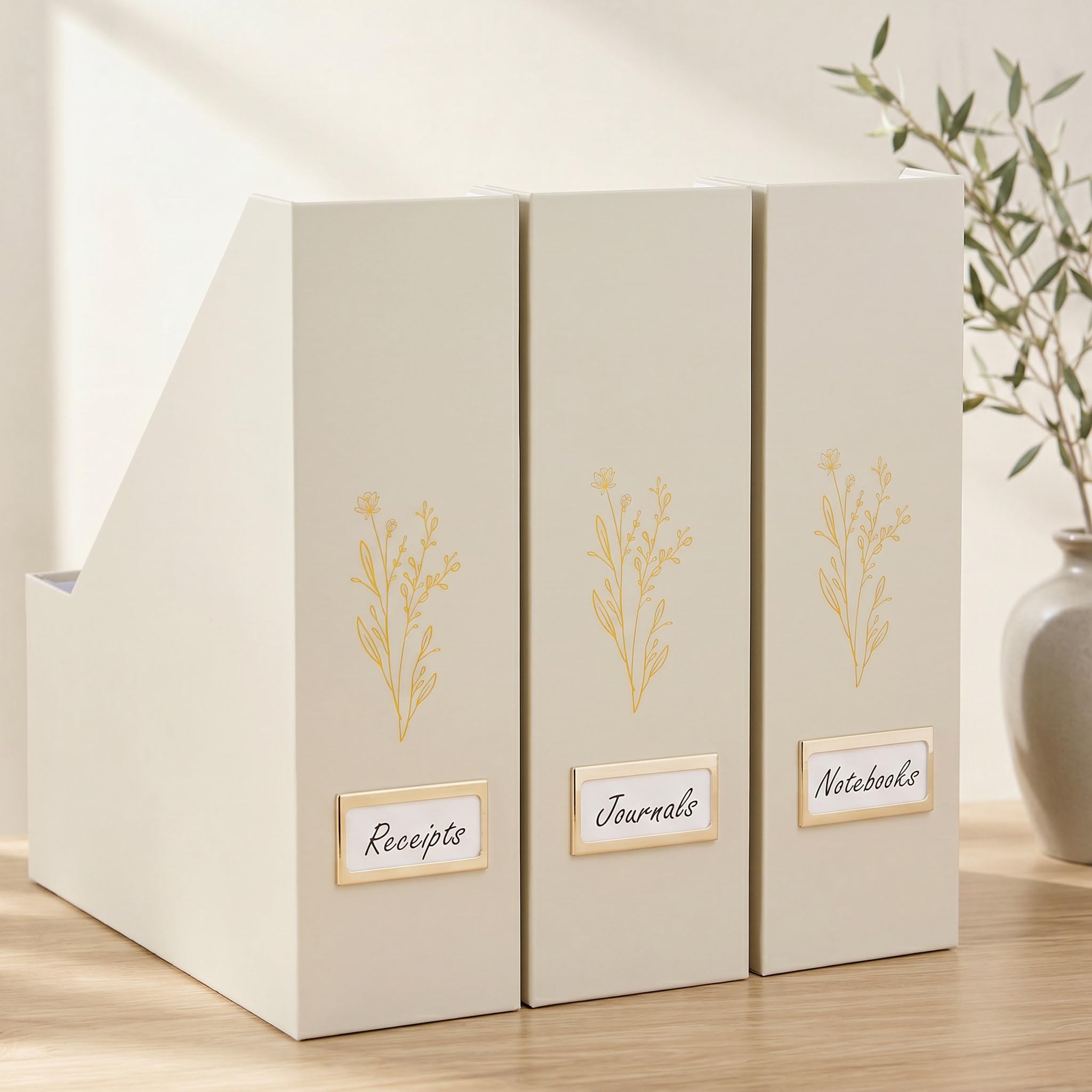 ZICOTO Beautiful Magazine Holder Set Of 3 - Sturdy File Holder to Organize Your Desk Or Shelves - The Perfect Office Storage to Effortlessly Organize Your Paperwork/Files, Magazines, Books Or Binders — image 1