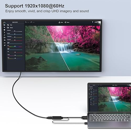 Miniatura 5 de BENFEI Adaptador VGA a HDMI, convertidor 1080P con audio de computadora/fuente VGA portátil a HDMI TV/monitor