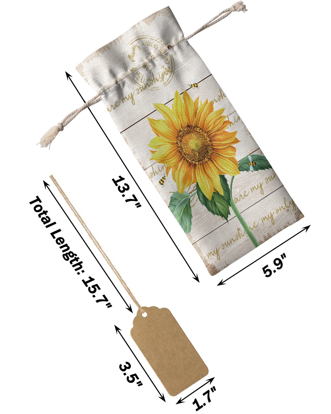 10 Stück Leinen-Weinflaschenhüllen Mit Kordelzug – Herbstliches Design, Für Geschenke & Partys (34,8x16 Cm)