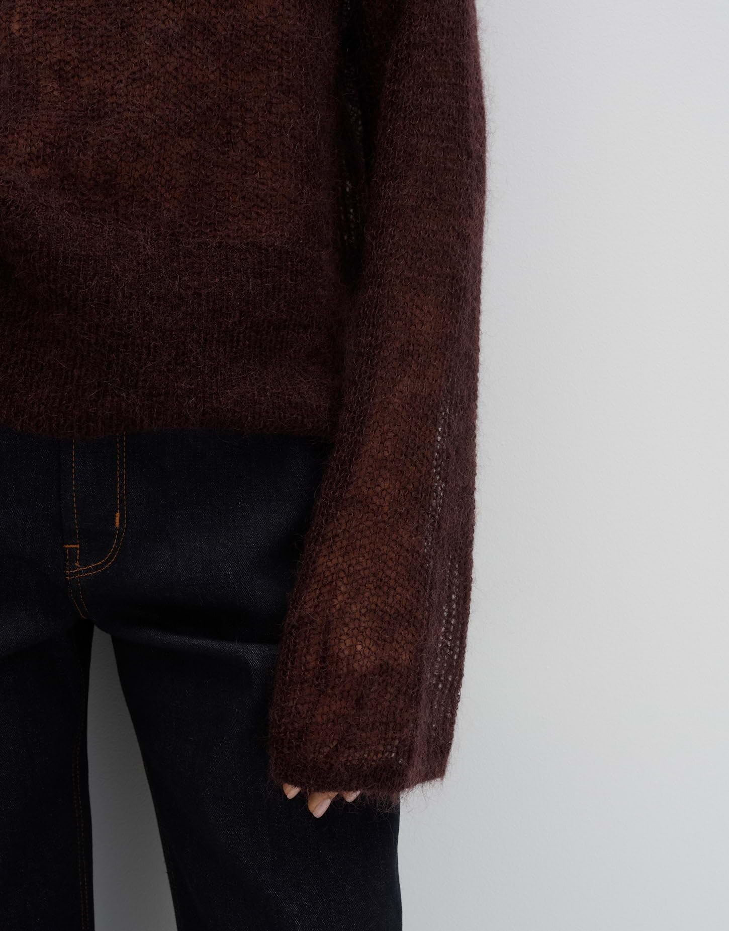 someday Damen Pullover | Statement Stricker aus Mohair Woll Mix Loose Fit Mahogany, 36