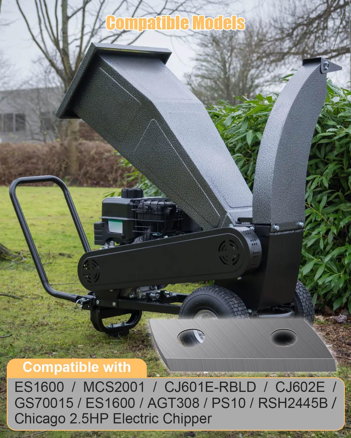 Cuchillas de madera compatibles con Sun Joe CJ601E CJ602E Earthwise GS70015, 4 cuchillas trituradoras de doble cara con llave hexagonal en forma de L