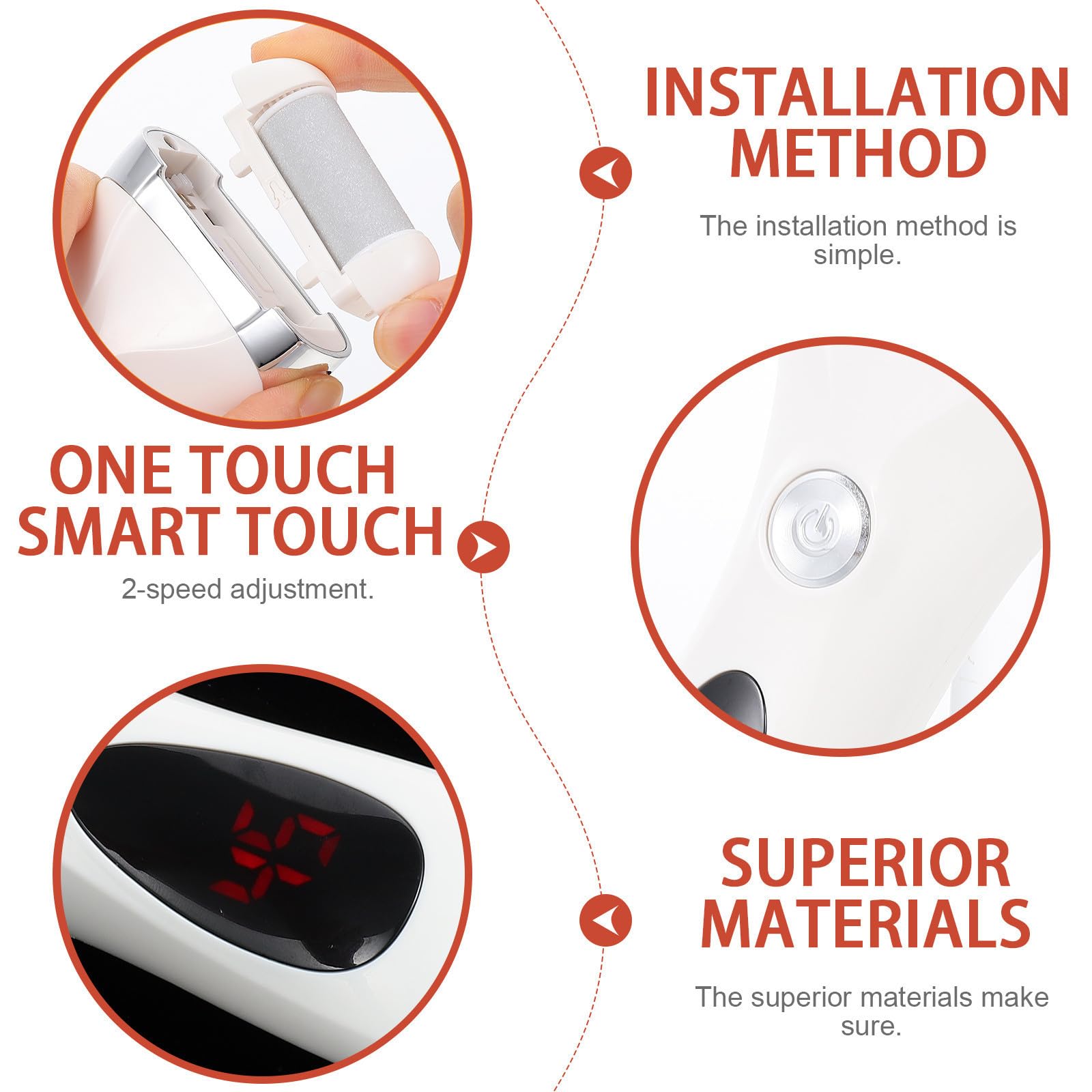 GALPADA Removedor Pantalla Digital de Callos para Pies Eléctrico Recargable Herramienta de Pedicura Práctica para Eliminar Durezas y Capa Muerta Diseño Ergonómico, Color Blanco en Casa