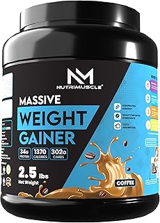 Massive Weight Gainer - 2.5 lbs - 1.134 Kgs - Coffee Flavour For Weight & Mass Gain - Contains Complex Carbohydrates