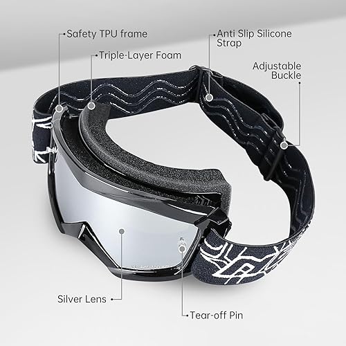 Miniatura 2 de Gafas de motocross para jóvenes y niños  Dirt Bike & MX Motocicleta Off Road Gafas con lente de protección UV antivaho