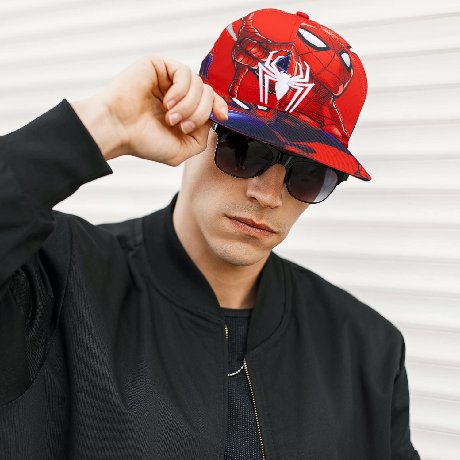 Marvel Comics Mens Spiderman Character Costume Embroidered/Printed Snapback Flatbrim Baseball Cap Hat - Image 5