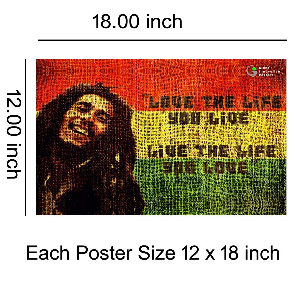 KARTMEN Love The Life You Live Live The Life You Love Bob Marley HD Paper Poster (13 x 19 Inch, Multicolour).