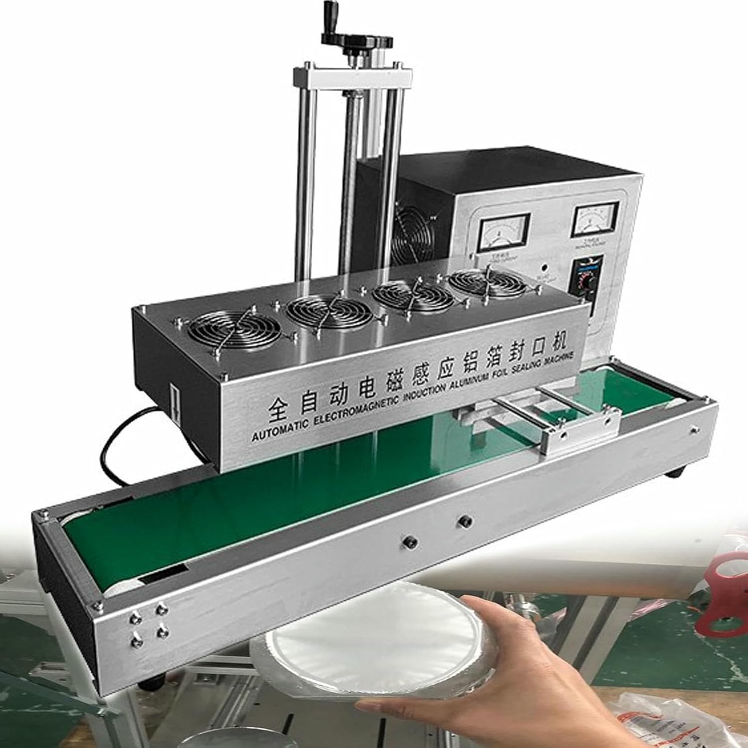 Automatic Sealant of Plastic Bottles Tapas, Continuous Sealing Machine, Electromagnetic Induction Sealant, Band Sealant