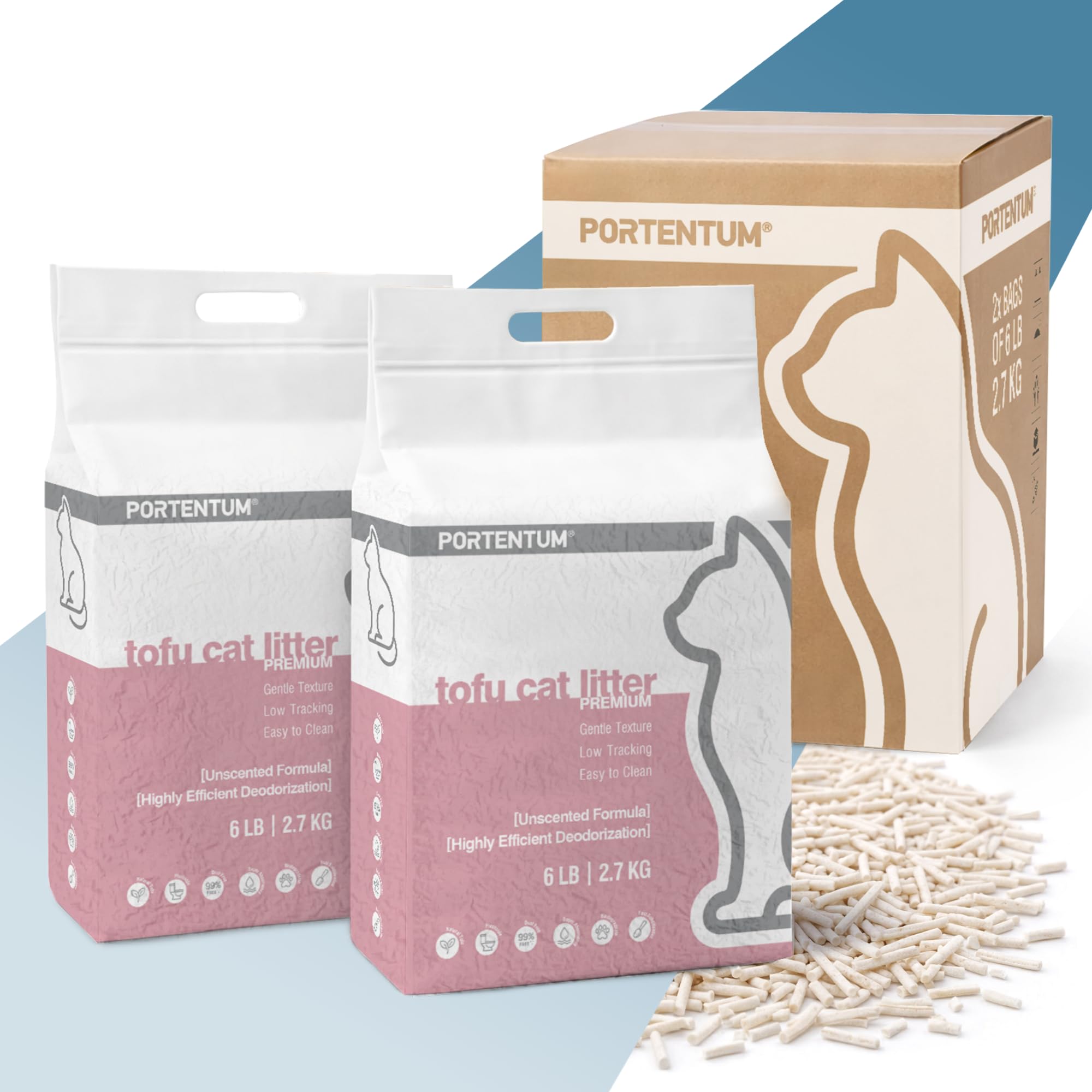 PORTENTUM Arena de Tofu para Gatos sin Perfume – 10,8 kg de Arena aglomerante para Gatos con Control de olores y fácil Limpieza – Pellets Vegetales Que no se pegan y Mantienen el arenero Limpio — view 10