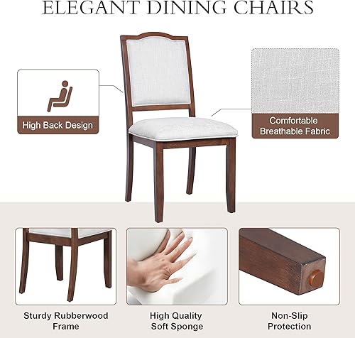 Miniatura 5 de Juego de 4 sillas de comedor, juegos de mesa y sillas con asiento tapizado de respaldo alto, sillas de cocina modernas para mesa de comedor, muebles