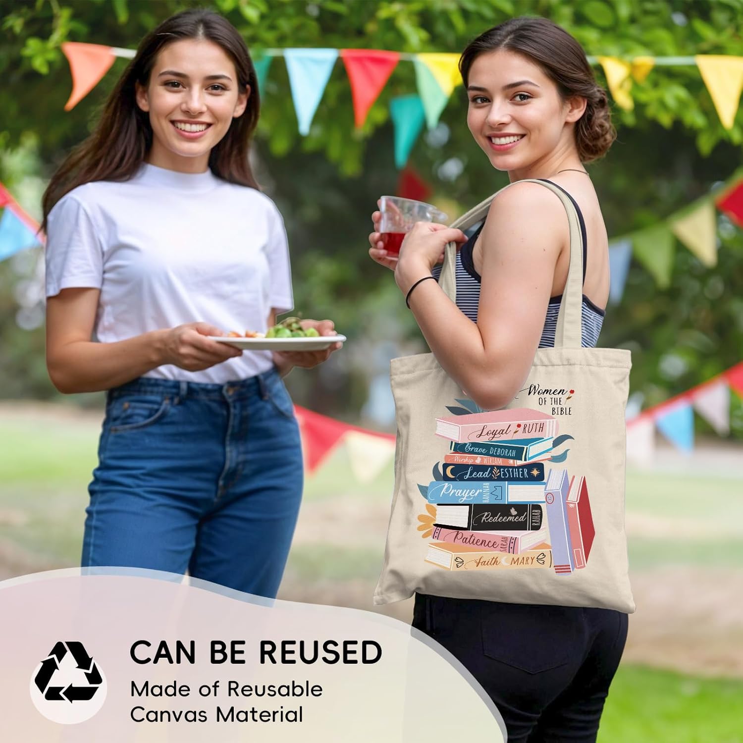 Aesthetic Canvas Tote Bag for Women, Reusable Bag for Shopping, Gym, Grocery, Christmas Birthday Day Gift - Image 9