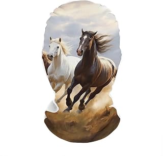 Horses Running Art Balaclava Ski Mask, Cooling Face Cover White | UV Protection Scarf for Women Men, Windproof Neck Gaiter for Cycling, Full Face Head Masks, Breathable Face Mask