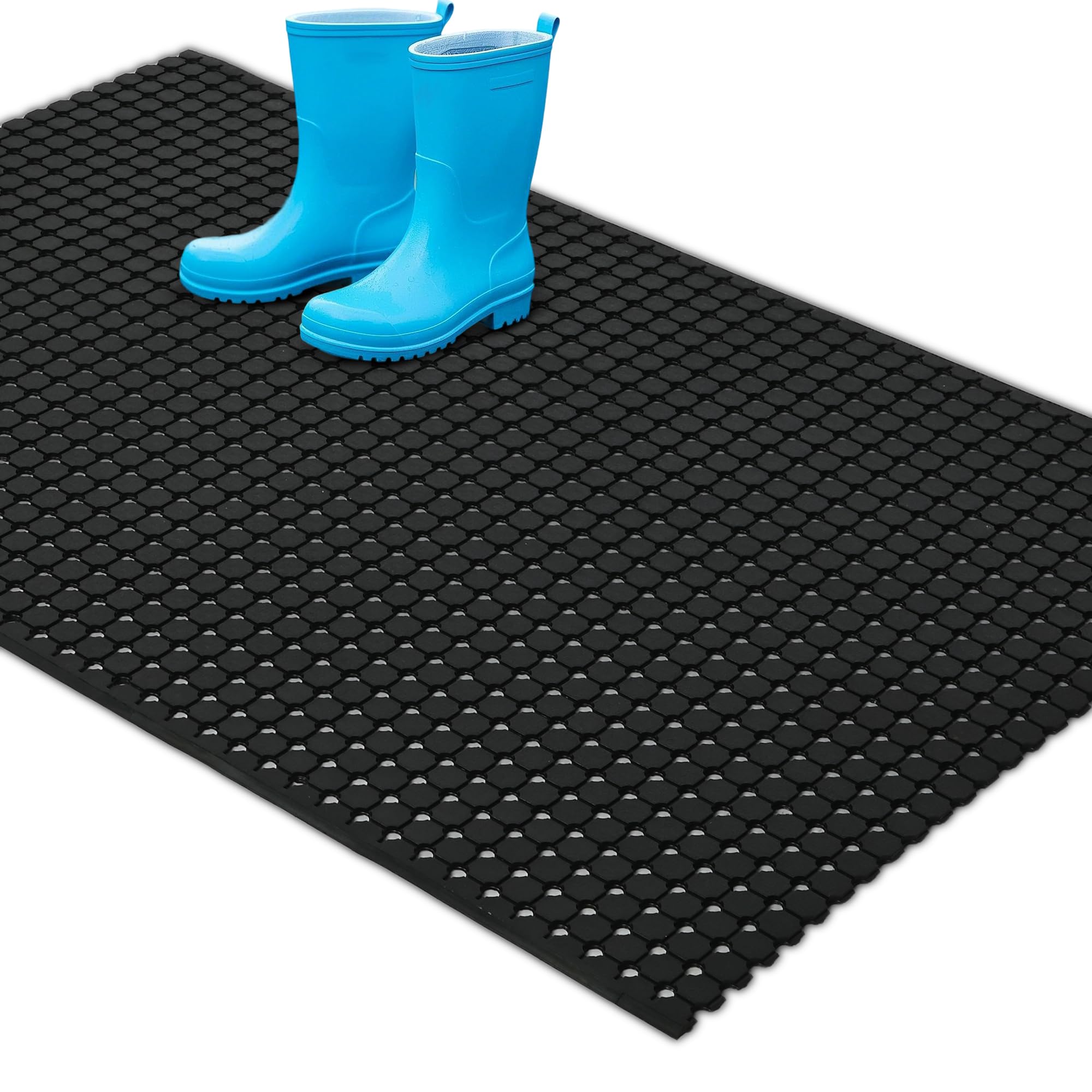 Rubber Floor Mat for Kitchen, 3 x 5 for Garage, Restaurant, Black
