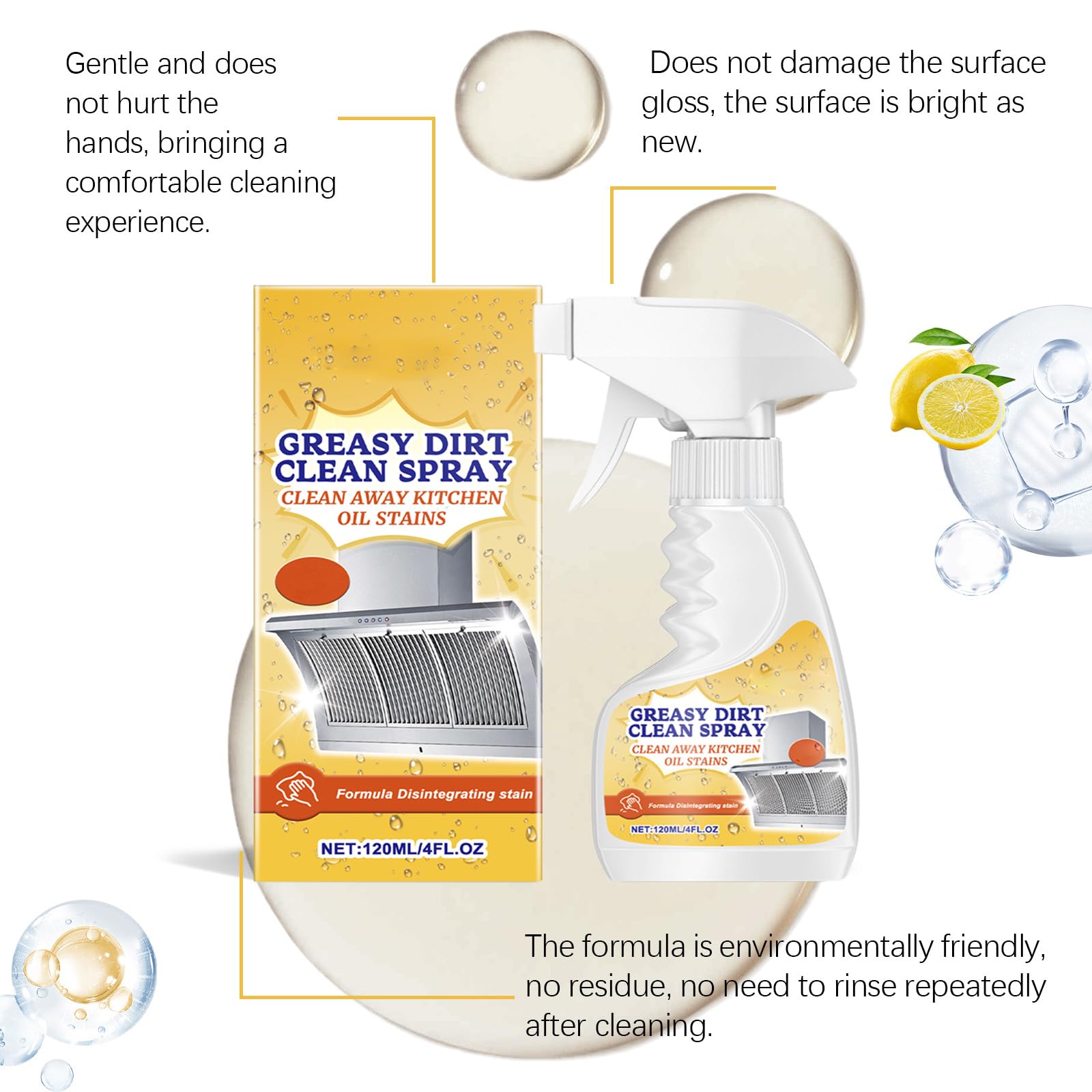 Rotateepic Foam Cleaner, Heavy Oil Stain Cleaners Kitchen, Greasy Dirt Degreaser Clean Spray, Multifunctional Powerful Kitchen Foam Cleaners, for Oven, Household, Stove & More. (1Pcs)