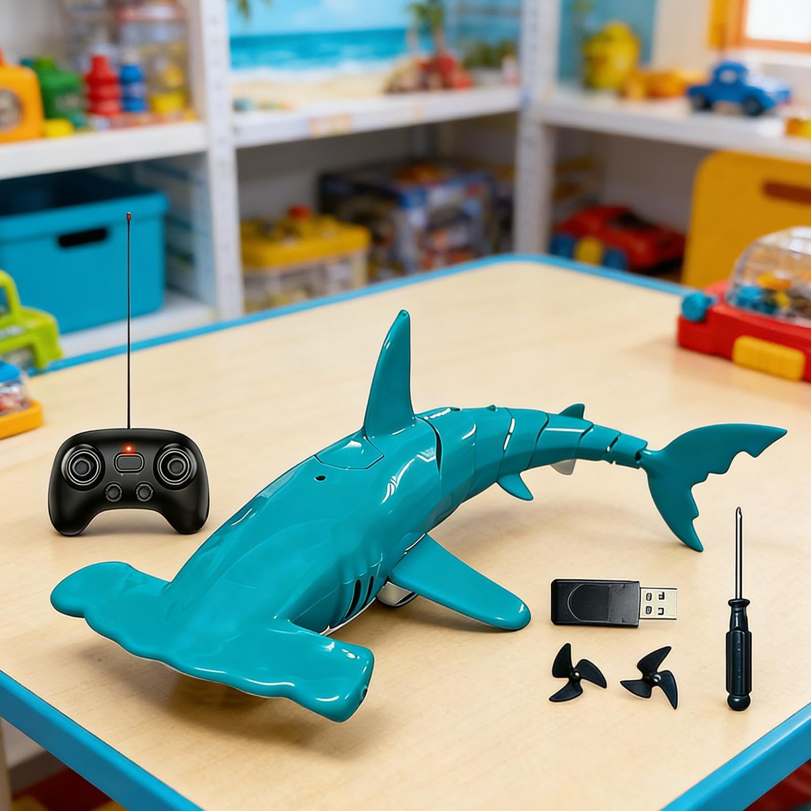 de tiburón con Control Remoto – RC de 2,4 GHz Recargable de simulación de Buceo, Juguetes de Piscina con Control Remoto, para Cuarto de baño de 6 años y más niños y niñas, Regalos de