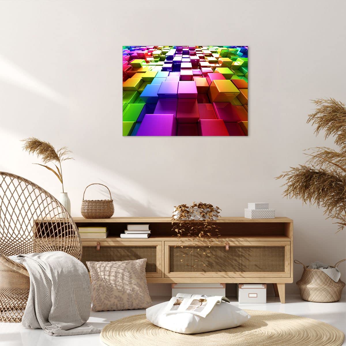 Quadro Astratto Su Tela HKDGOKA – 73x147 Cm – Blu E Oro – Impermeabile E Resistente Ai Raggi UV