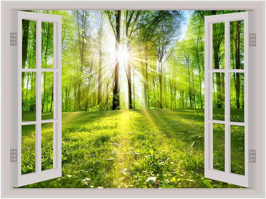 Psychedelic Collection Beautiful Nature Window Illusion Wall Sticker (PVC Vinyl, Multicolour, Wall Covering 61 cm X 46 cm)_PCWI01_PCWI99