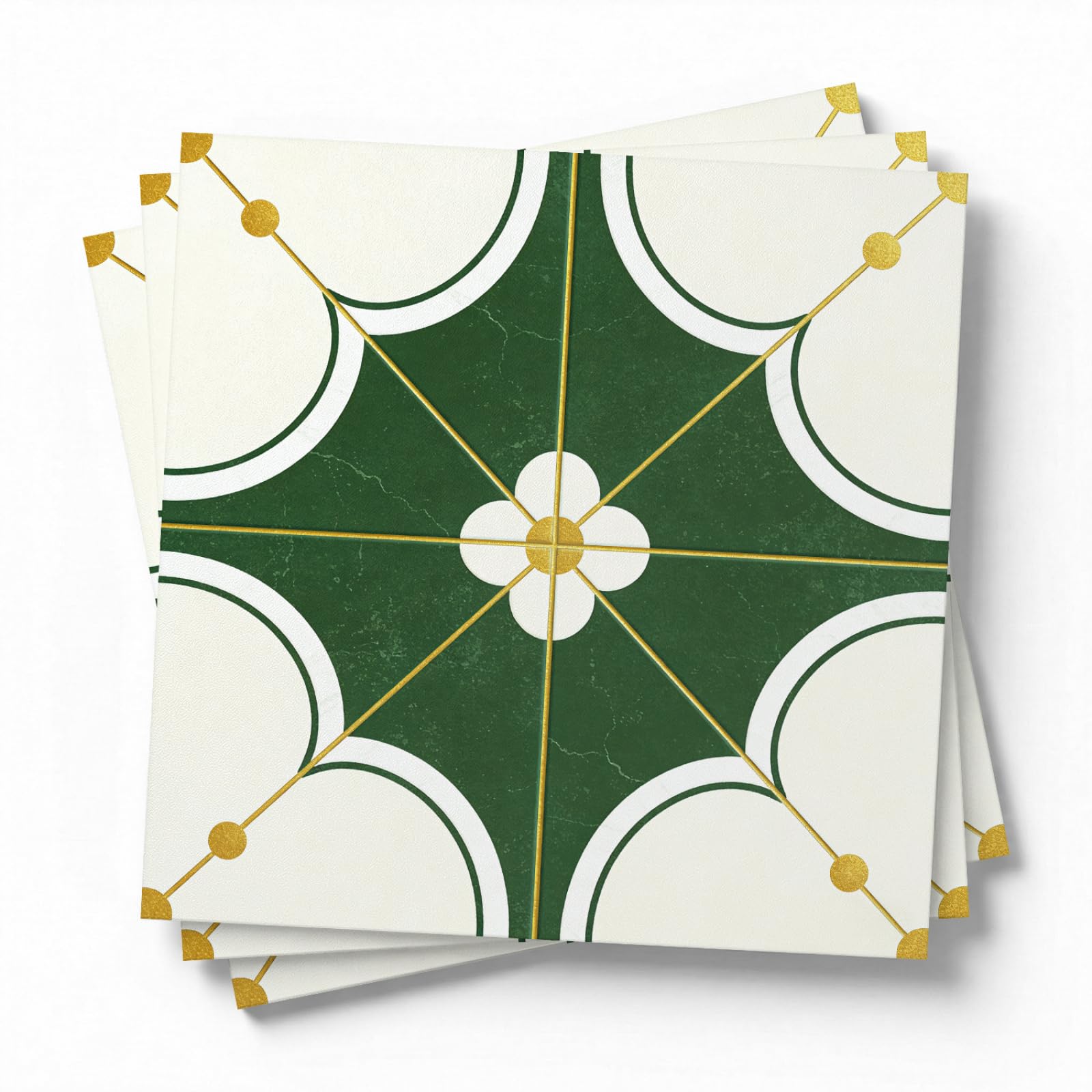 LMYSXAOZ Stick on Kitchen Tiles Green White Geometry Self Adhesive Wall PVC for Fireplace Surround Furniture Decoration Backsplash Bathroom Tile Stickers Waterproof
