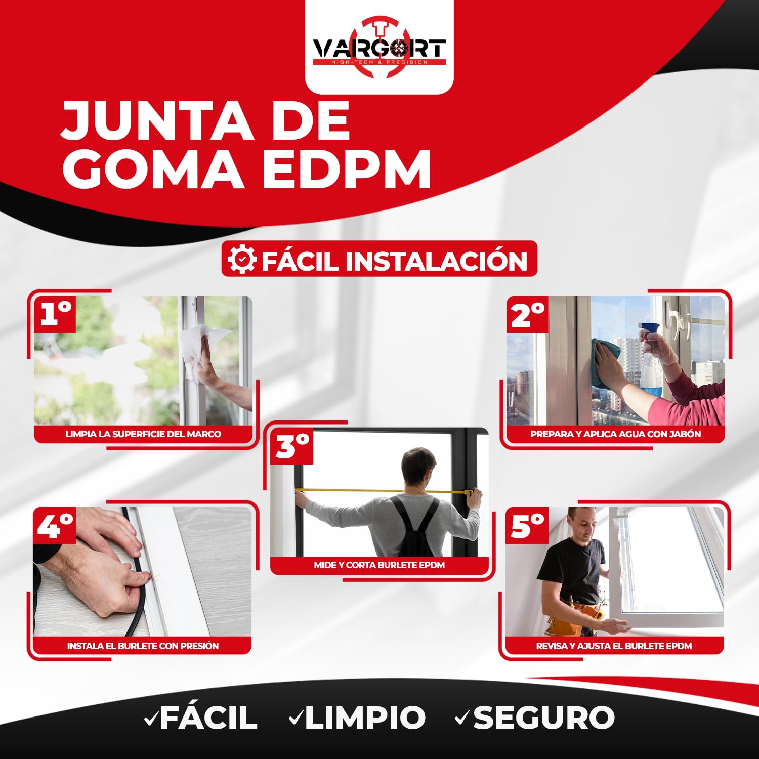Perfil de Goma para Ventana PVC y Aluminio S-232 | Sellado para interiores y exteriores, aislamiento y estanqueidad | Compatible con Ventanas Panamá | Perfil 5mm | 50 Metros (2 Rollos de 25 m)