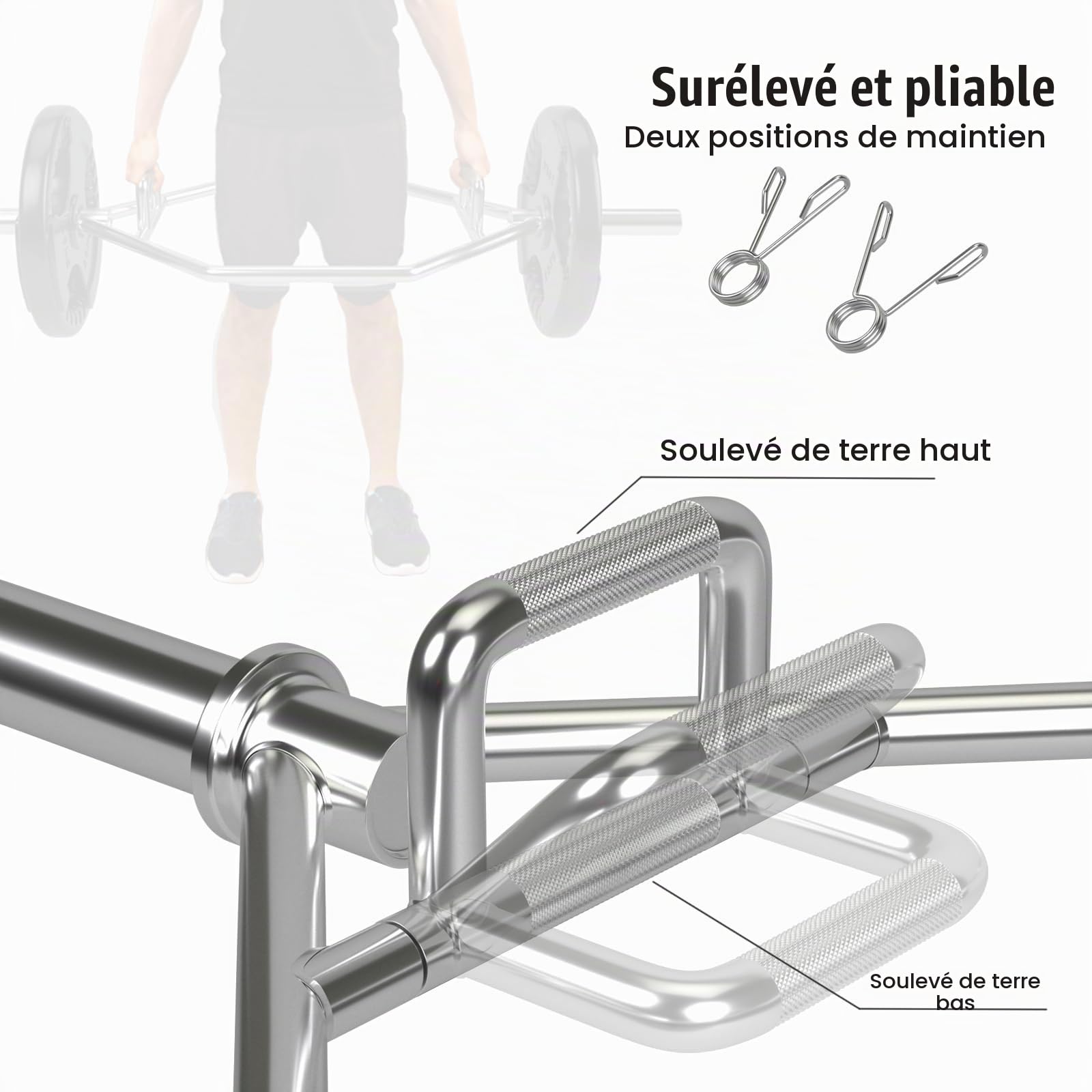 KOMFOTTEU Trap Bar Barre Haltères, Haltères Ø 50 mm, Charge 363KG