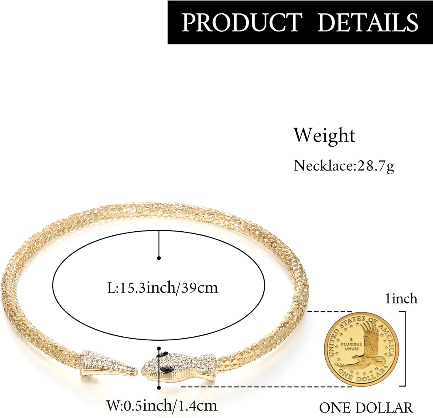 BriLove Gothic Punk Flexible Snake Choker Strand Necklace for Costume, Shiny Rhinestones Halloween Snake Jewelry for Women Cosplay Party Accessories - Image 6