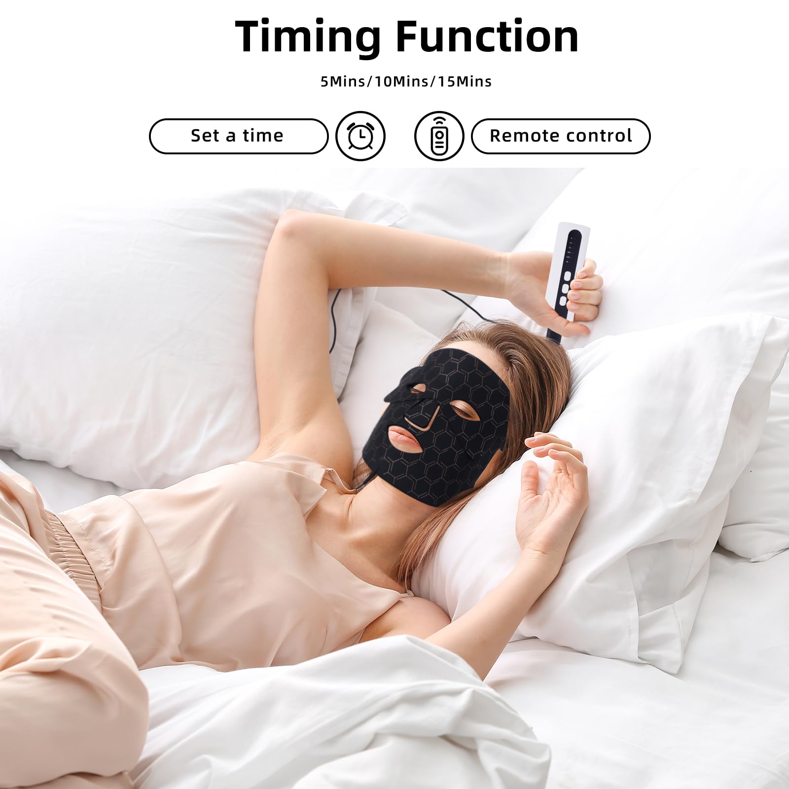 Masque Visage LED, Masque Led Visage Luminothérapie,Thérapie Facial a la Lumière Proche Infrarouge en Silicone Flexible, 7 Couleurs, Anti-Âge Beauté Luminothérapie
