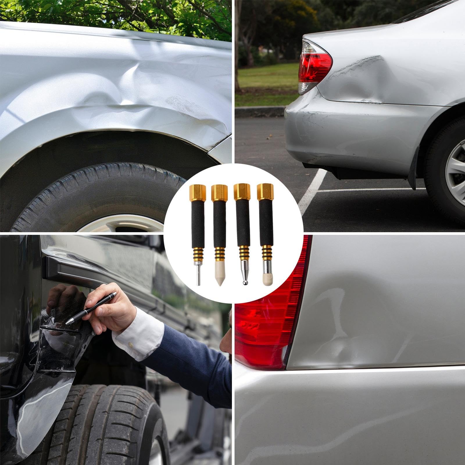 Teksome Strumento per la rimozione di ammaccature, Penna di livellamento Professionale per Riparazione di martelli per ammaccature per Auto da 4 Pezzi, Kit rimozione ammaccature Martello Scorrevole