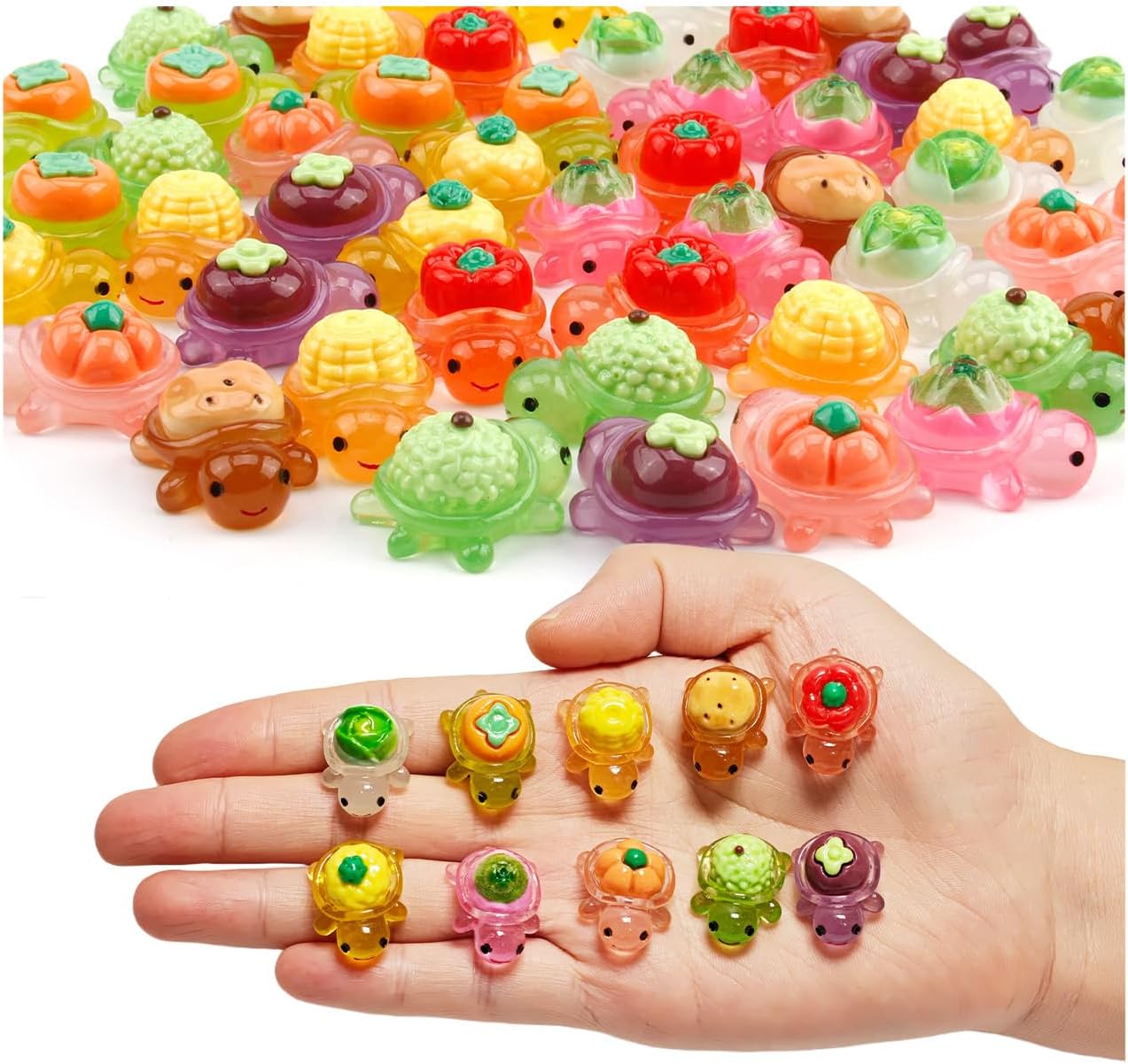 100PCS Mini Resin Turtles, Small Colorful Turtle Figurines Bulk Set