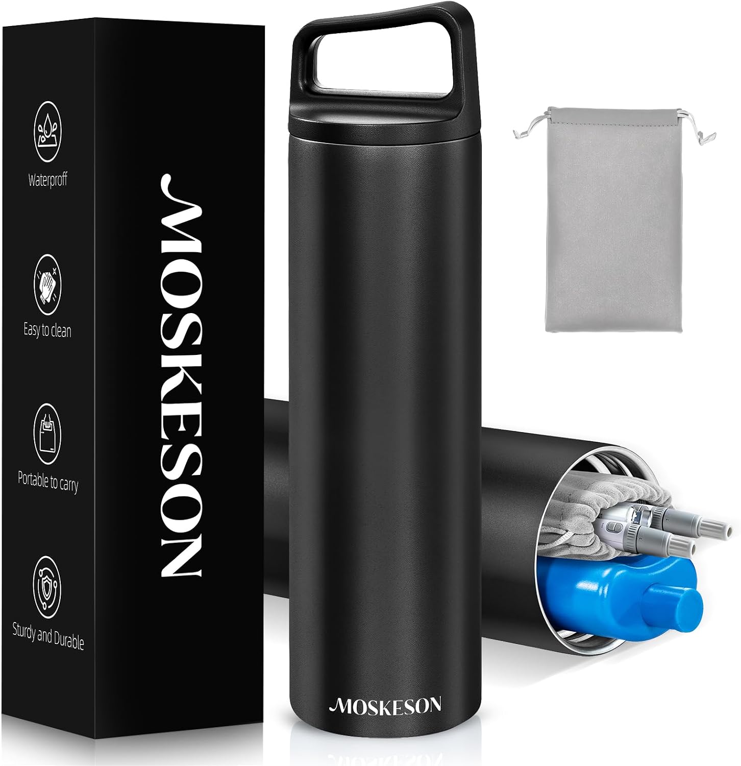 Insulin Cooler Travel Case TSA Approved: 30H Insulin Pen Cooler for 3-6 Pens with Portable Handle - Medication Diabetic Case for Travel with Gel Ice Pack and Anti-Freezing Drawstring Bag (Black)